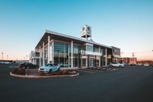 car dealership before a car sale promotion