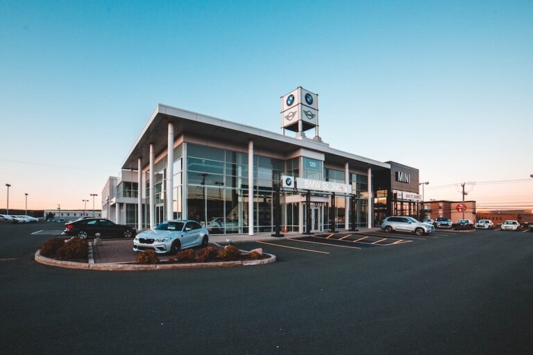car dealership before a car sale promotion