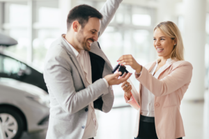 Man excited to buy a car