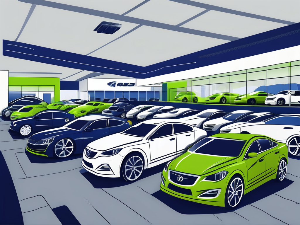 The Ultimate Guide: How to Successfully Own a Car Dealership 1 A vibrant car dealership lot with a variety of different car models