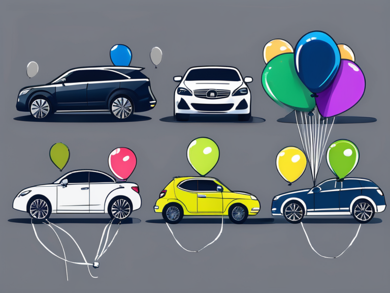 Five different cars displayed prominently