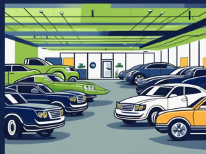 A car dealership lot filled with various types of cars