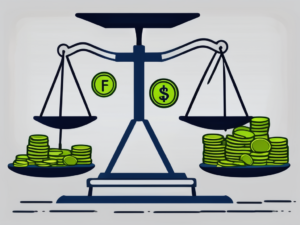A balance scale with stacks of coins on one side and a certificate or diploma on the other