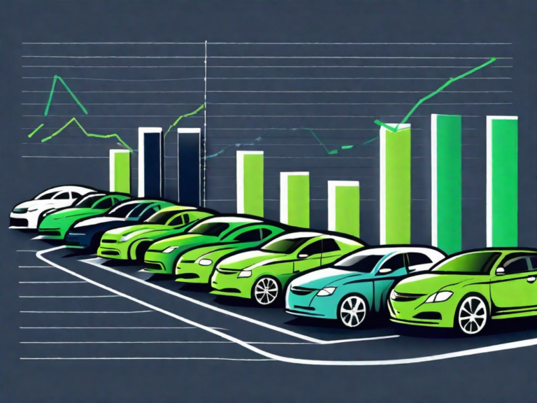 A variety of cars in different colors and sizes lined up