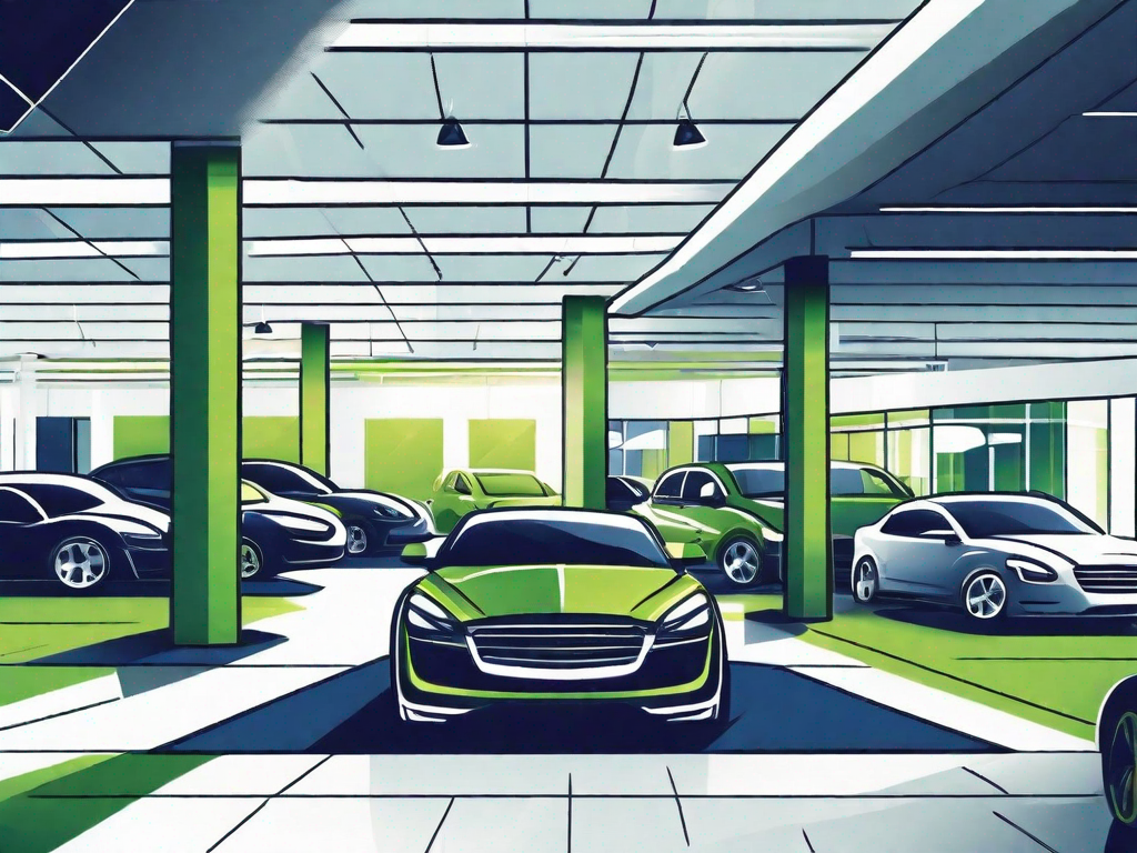 Insider Tips on Owning a Car Dealership Successfully 1 A bustling car dealership with various types of cars displayed prominently